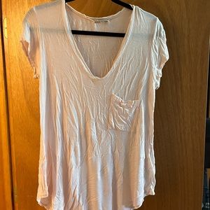 Bordeaux brand light pink loose v neck y shirt. Size S.